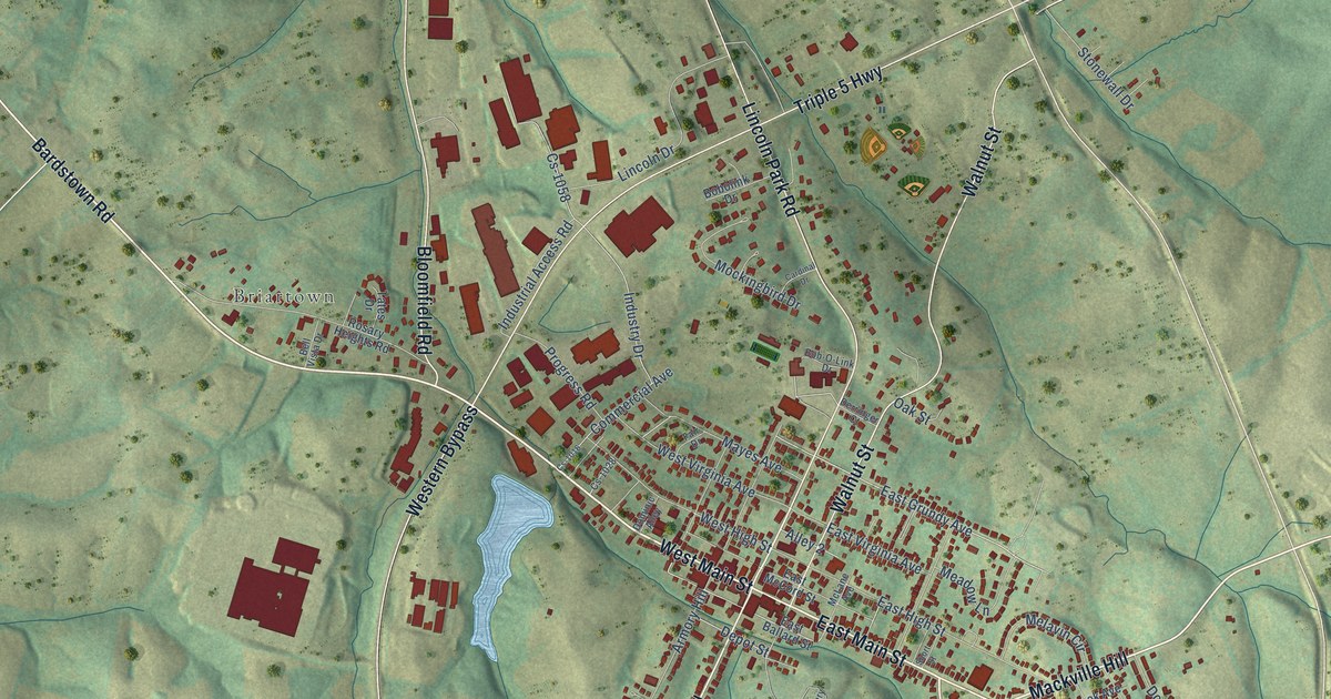 Map of Springfield, Kentucky in 2026