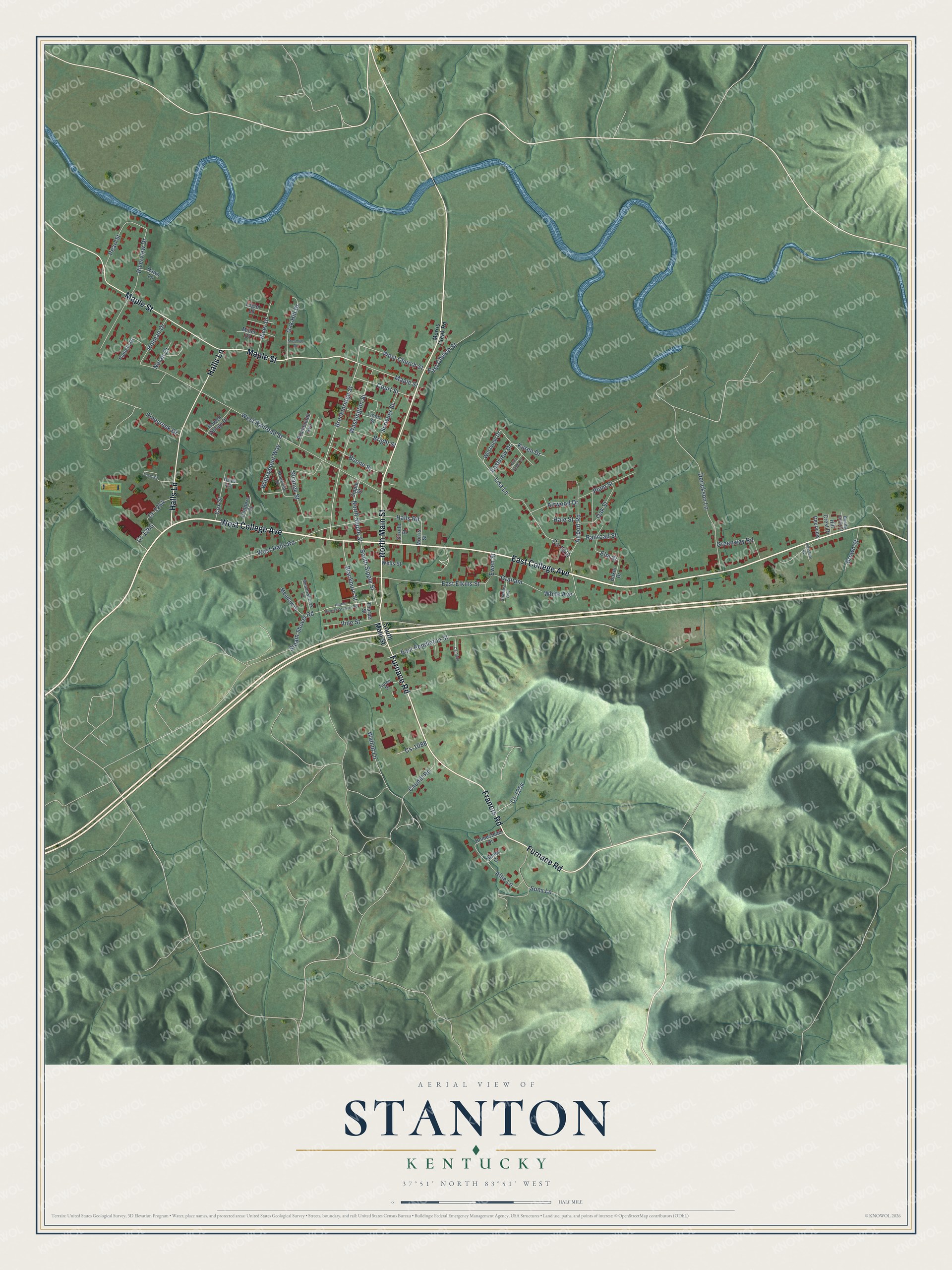 Watermarked full-map preview of Stanton, Kentucky