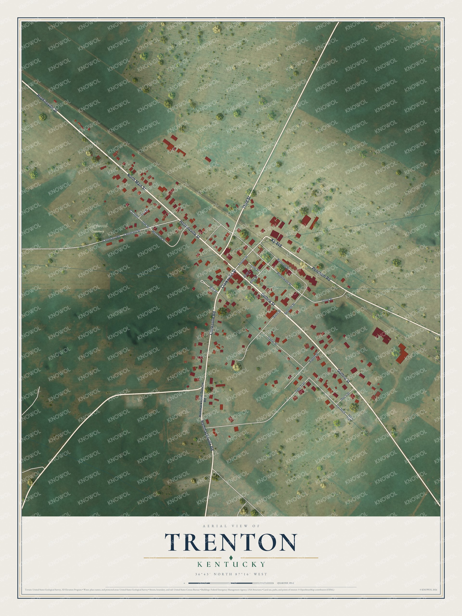 Watermarked full-map preview of Trenton, Kentucky