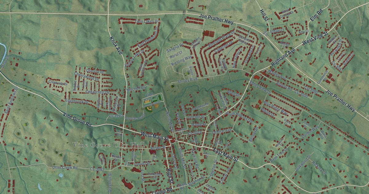 Map of Vine Grove, Kentucky in 2026