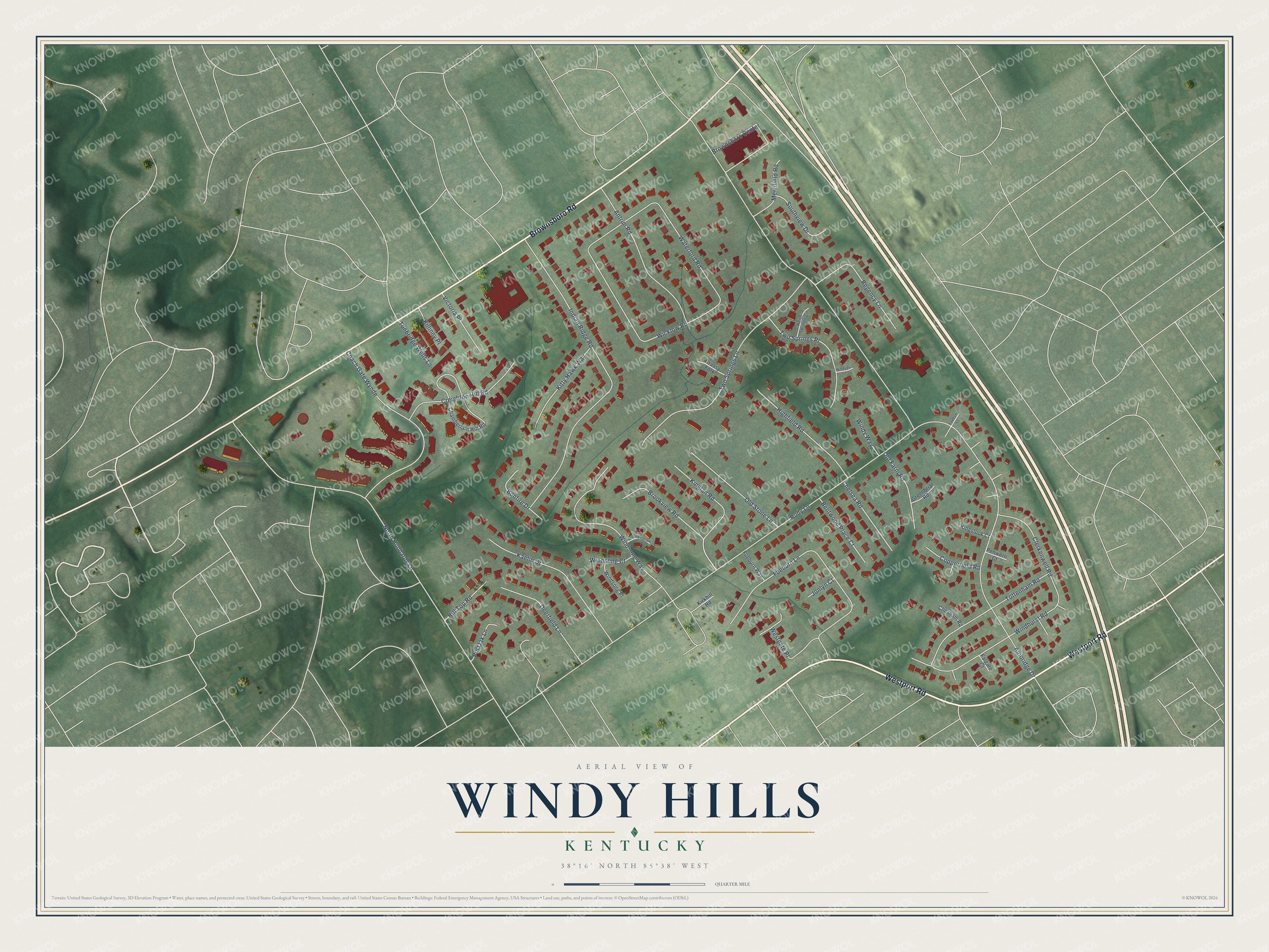 Watermarked full-map preview of Windy Hills, Kentucky