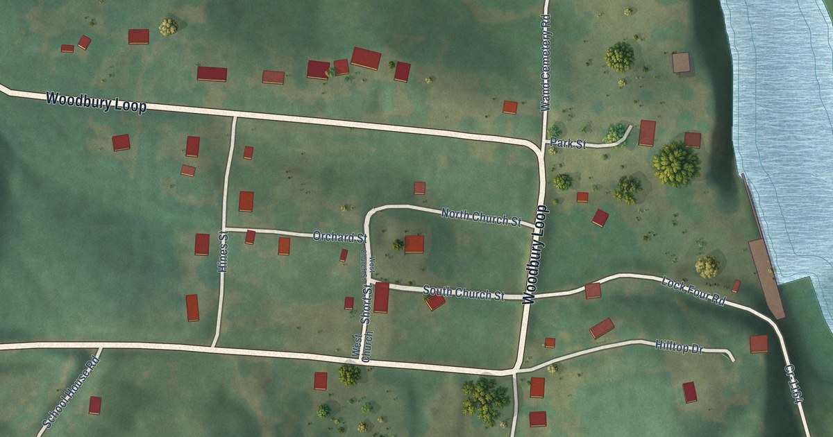 Map of Woodbury, Kentucky in 2026
