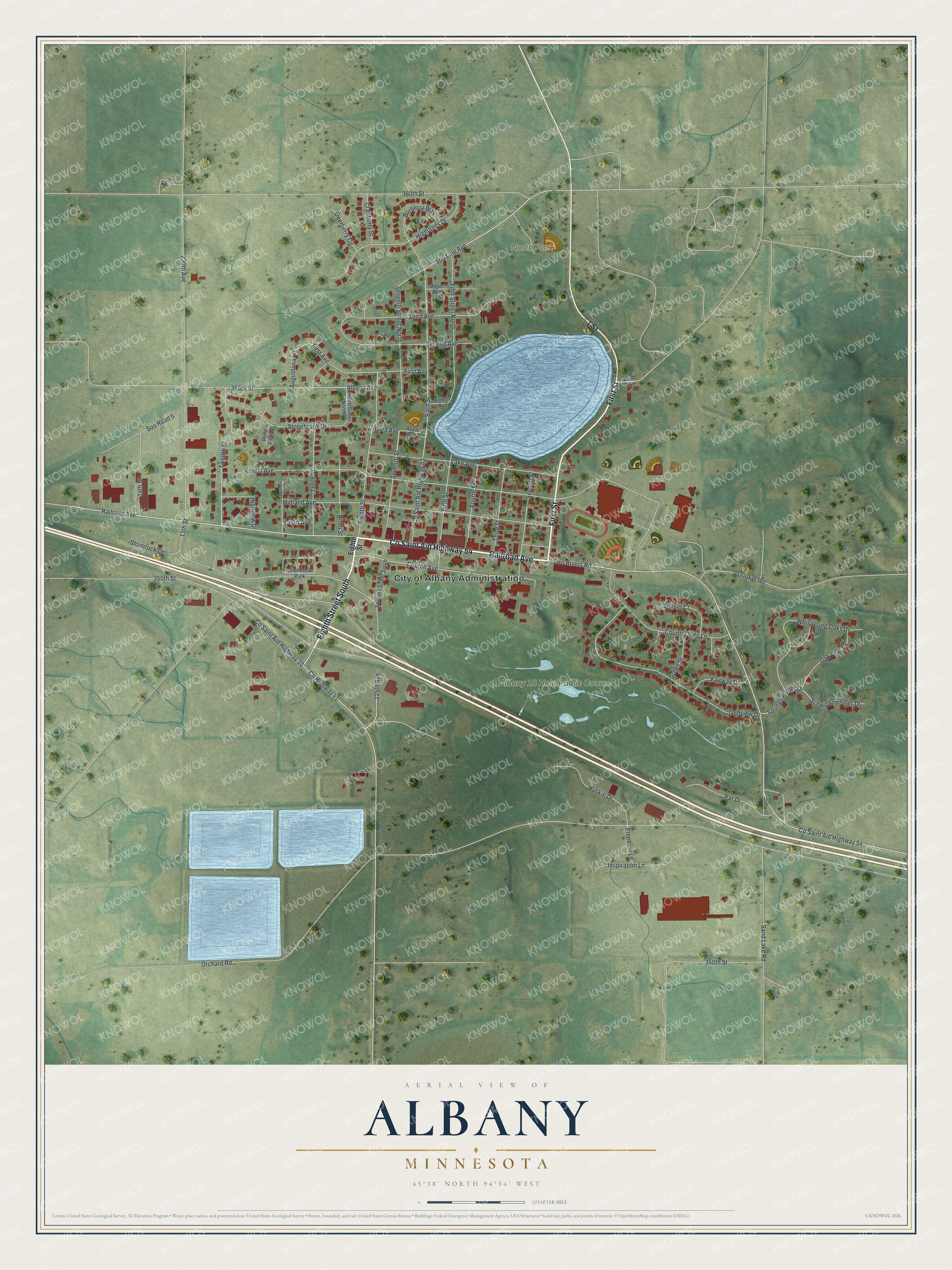 Watermarked full-map preview of Albany, Minnesota