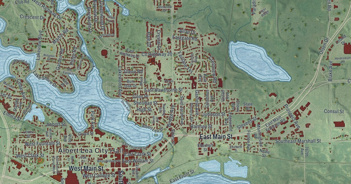 Map of Albert Lea, Minnesota in 2026