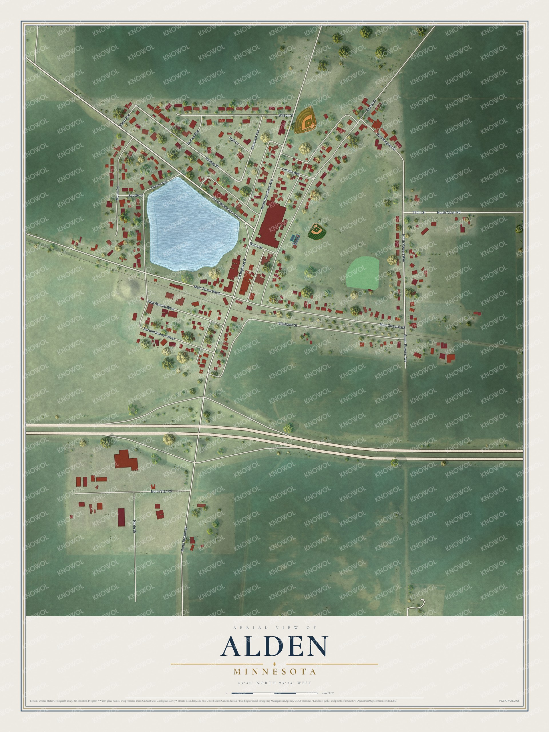 Watermarked full-map preview of Alden, Minnesota