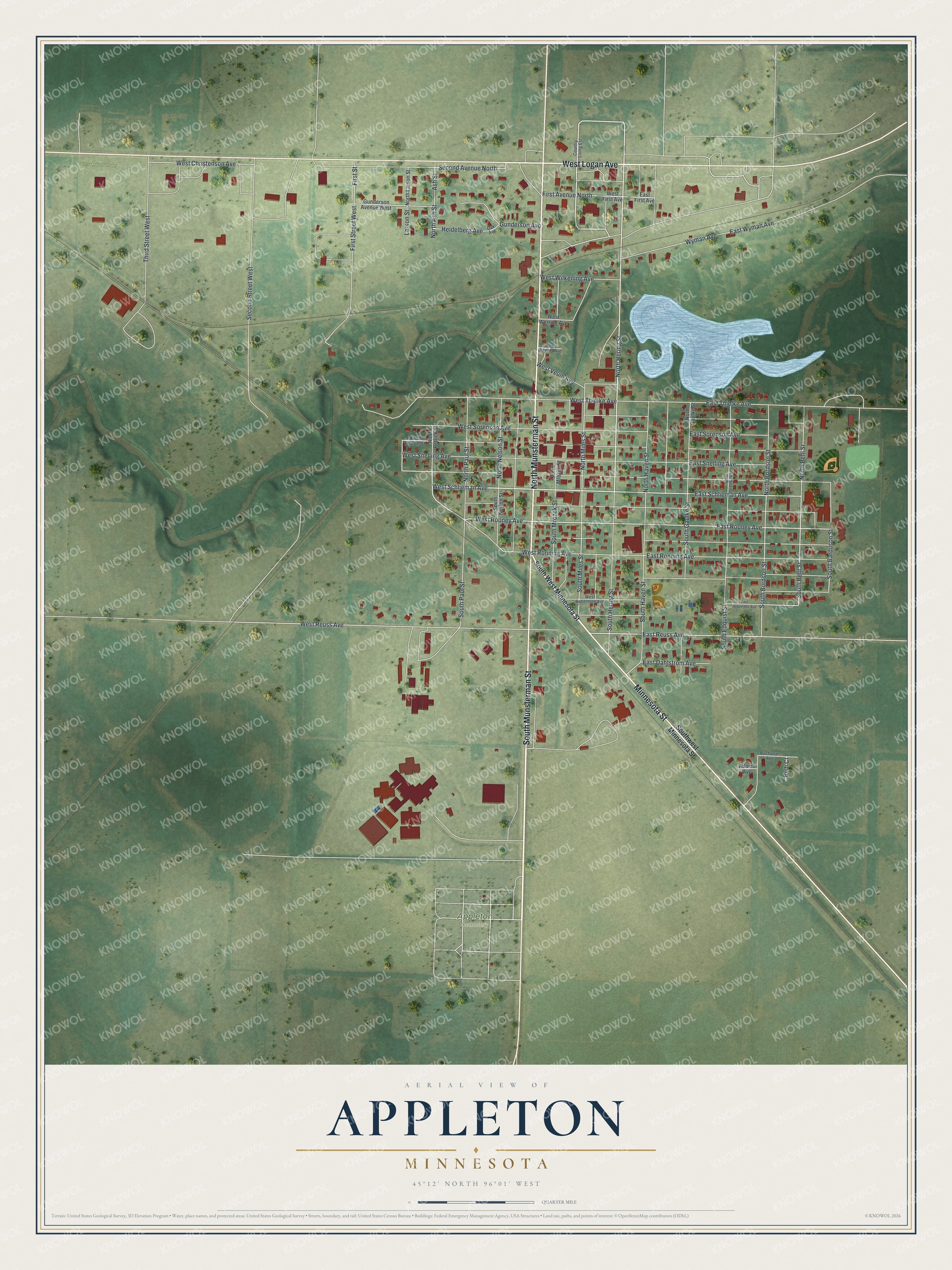 Watermarked full-map preview of Appleton, Minnesota