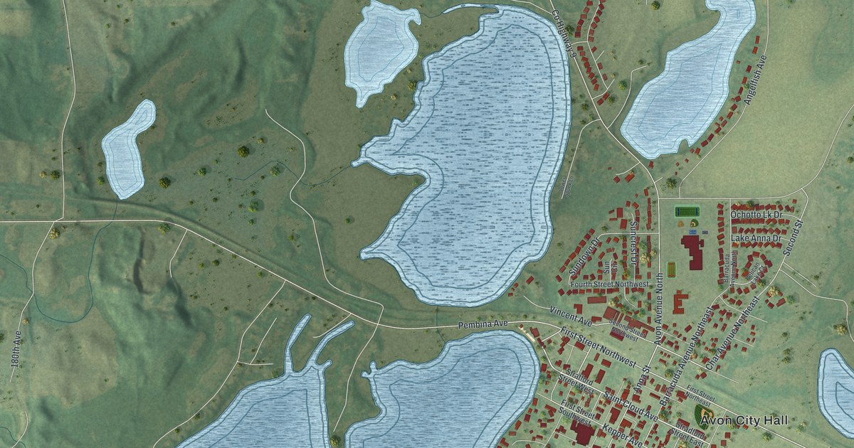 Map of Avon, Minnesota in 2026