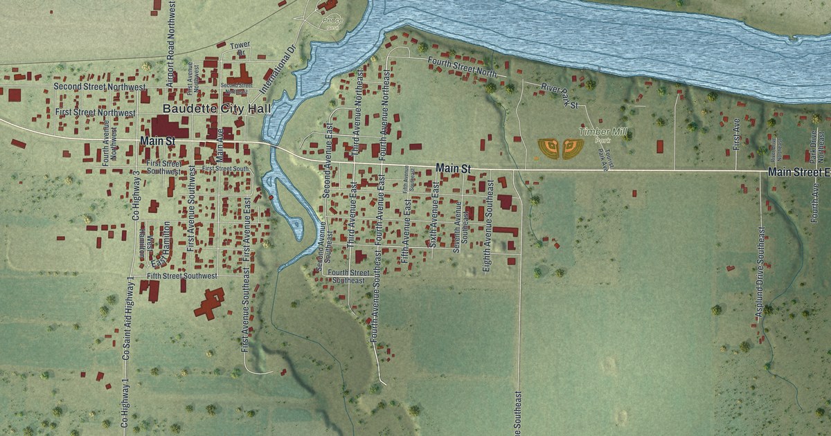 Map of Baudette, Minnesota in 2026