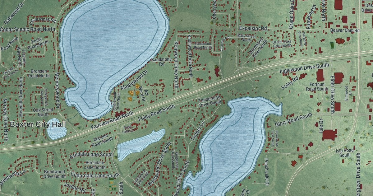 Map of Baxter, Minnesota in 2026
