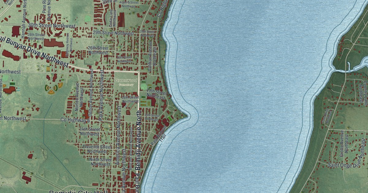 Map of Bemidji, Minnesota in 2026