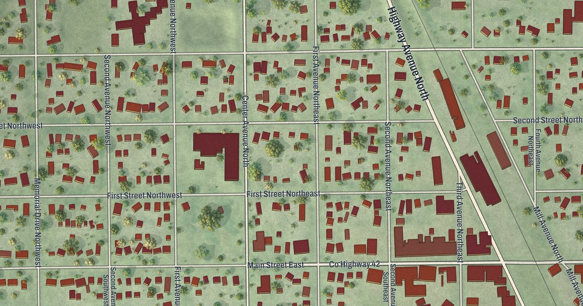Map of Blooming Prairie, Minnesota in 2026