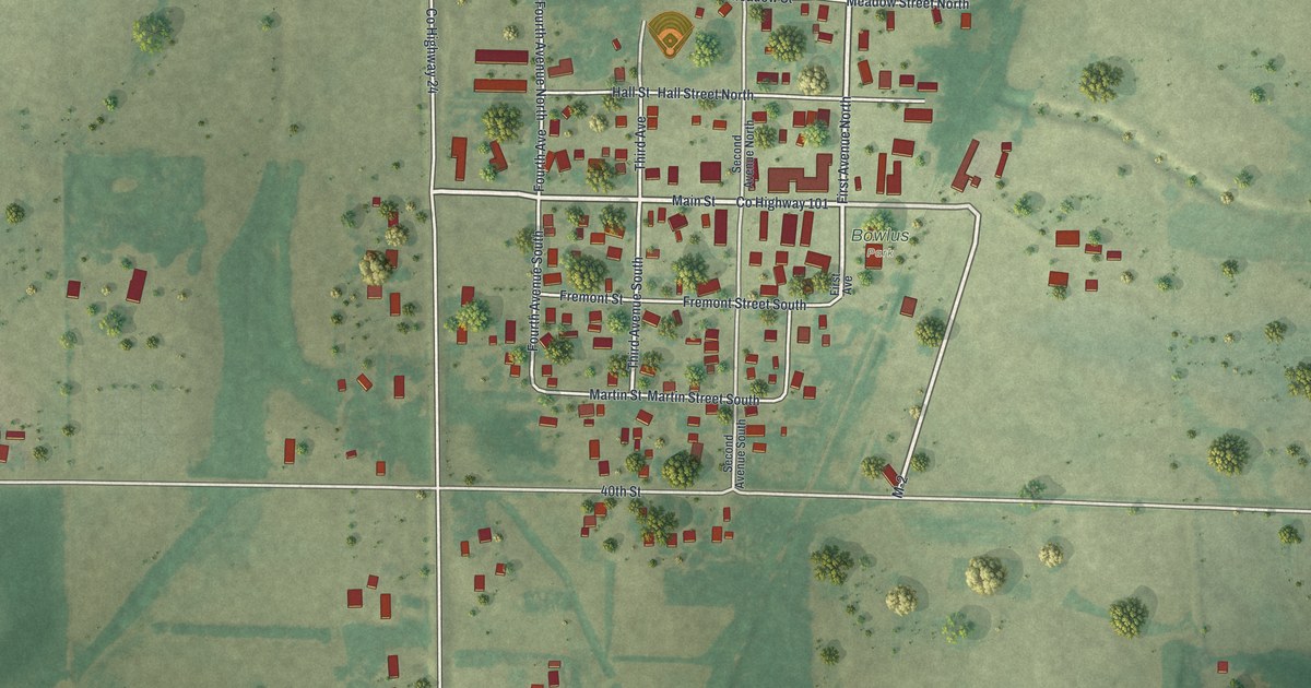 Map of Bowlus, Minnesota in 2026