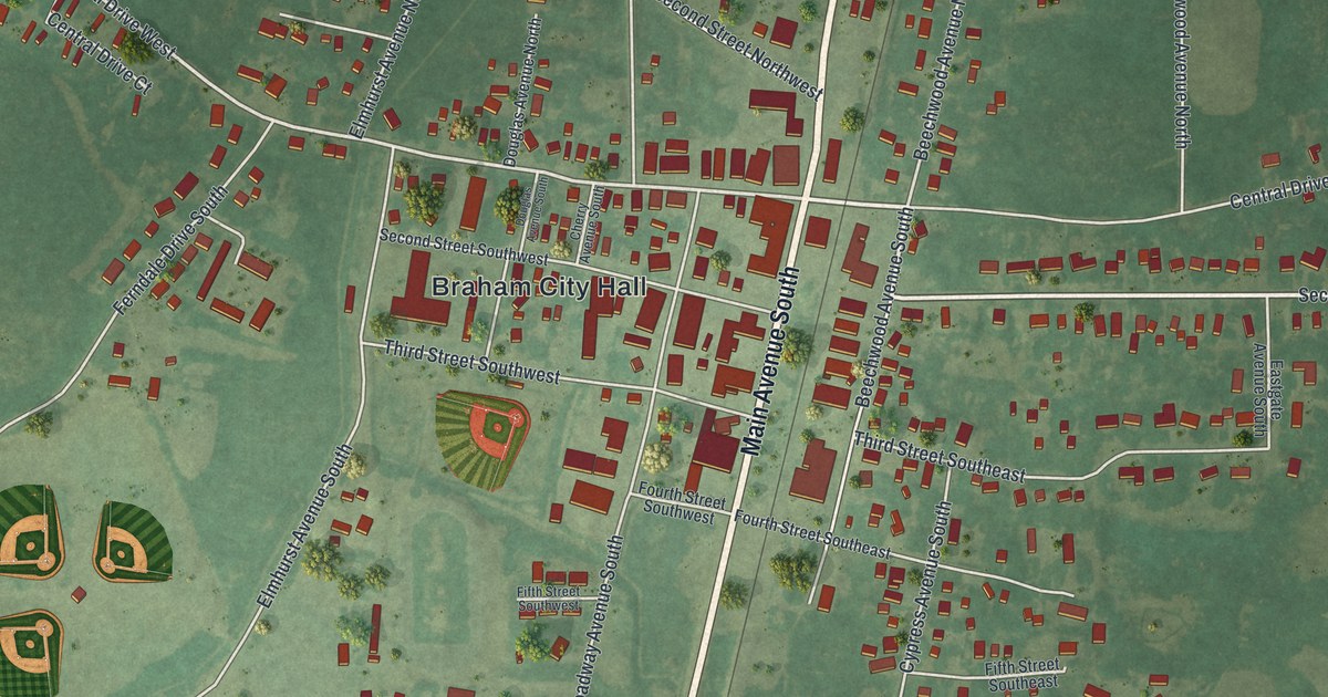 Map of Braham, Minnesota in 2026