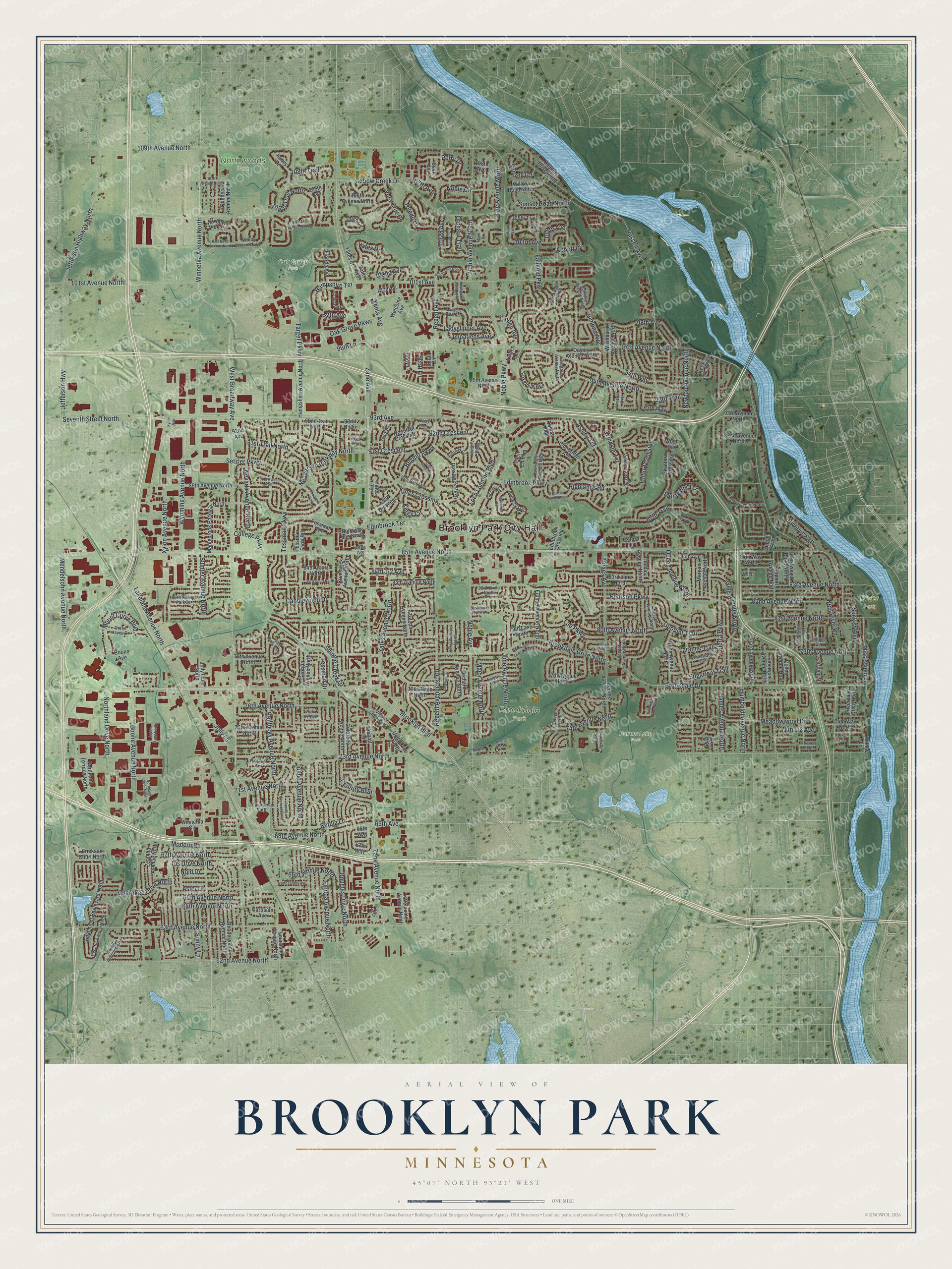 Watermarked full-map preview of Brooklyn Park, Minnesota