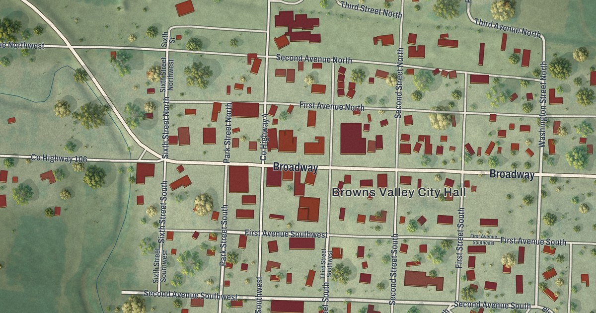 Map of Browns Valley, Minnesota in 2026