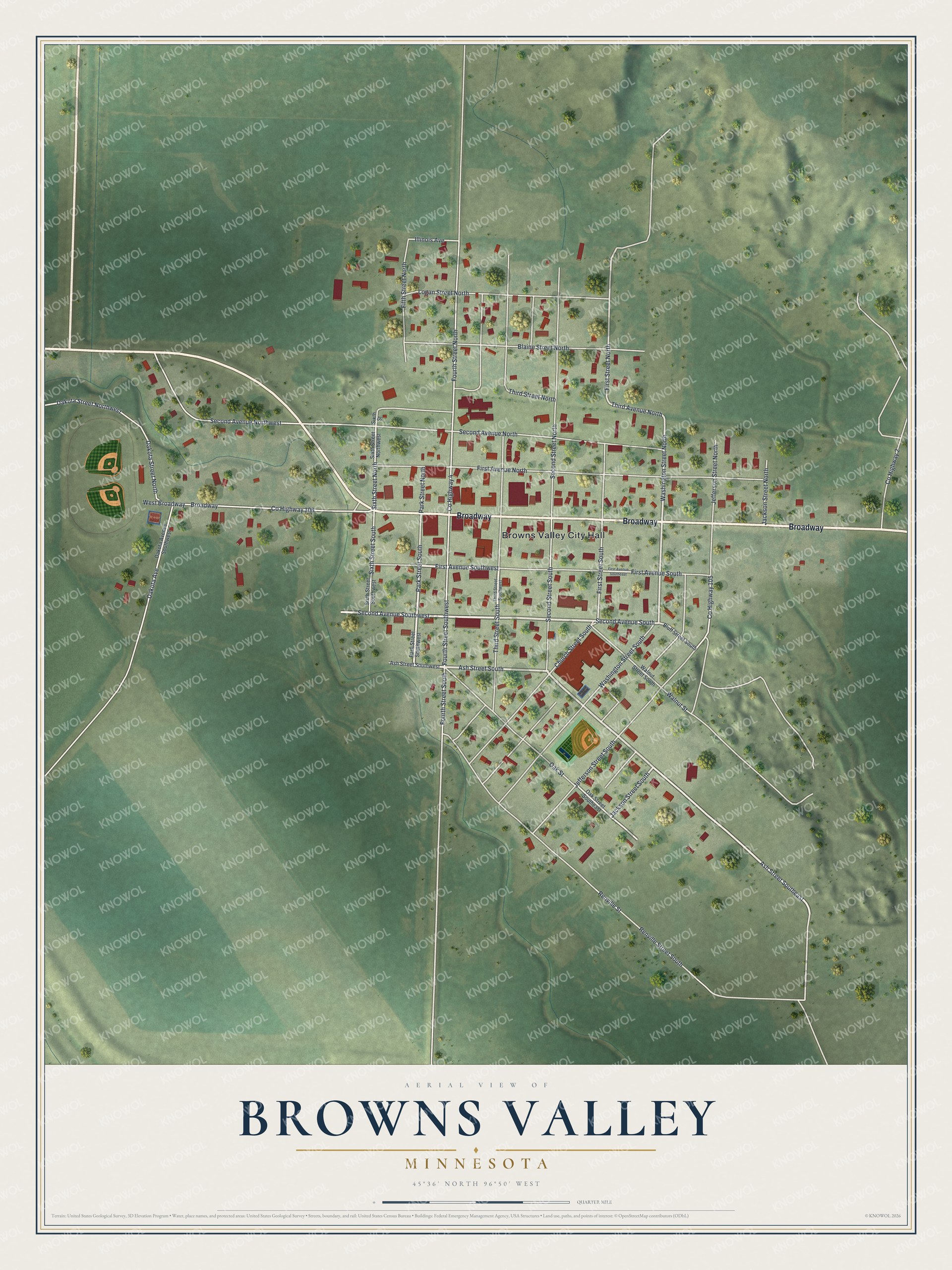 Watermarked full-map preview of Browns Valley, Minnesota