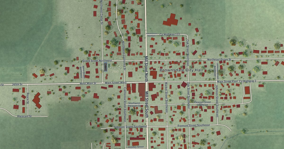 Map of Brownsdale, Minnesota in 2026