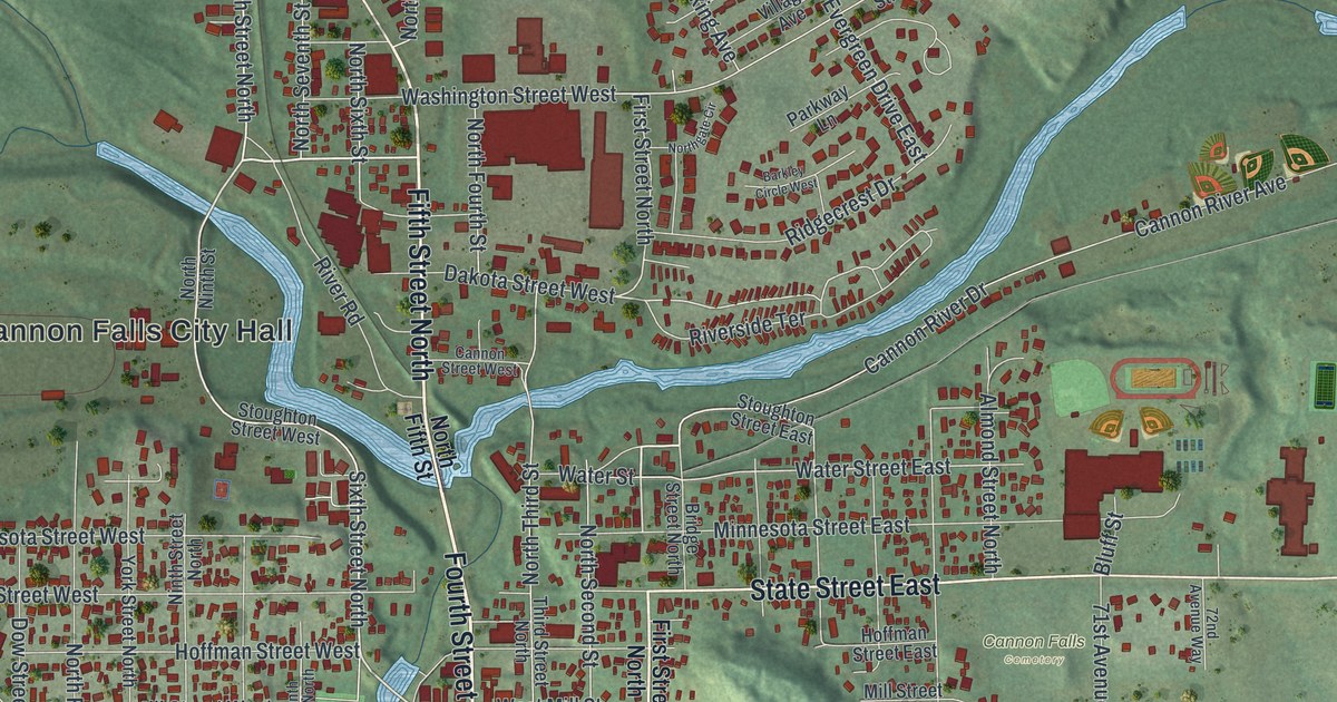 Map of Cannon Falls, Minnesota in 2026