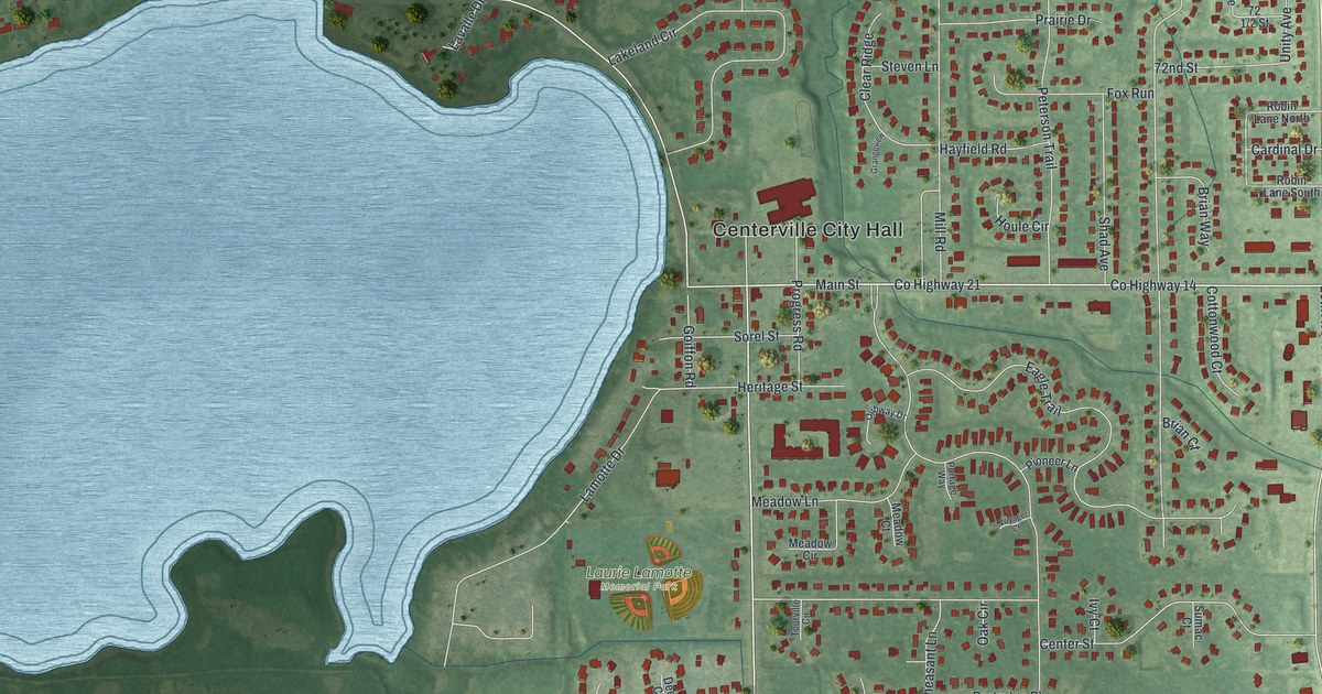 Map of Centerville, Minnesota in 2026