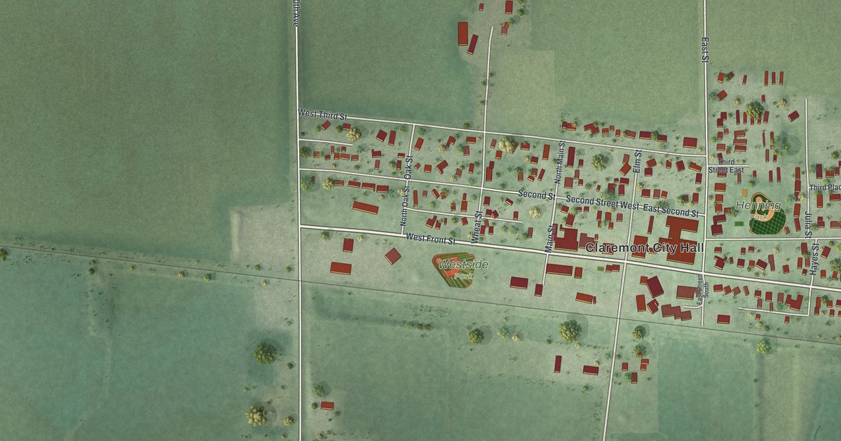 Map of Claremont, Minnesota in 2026
