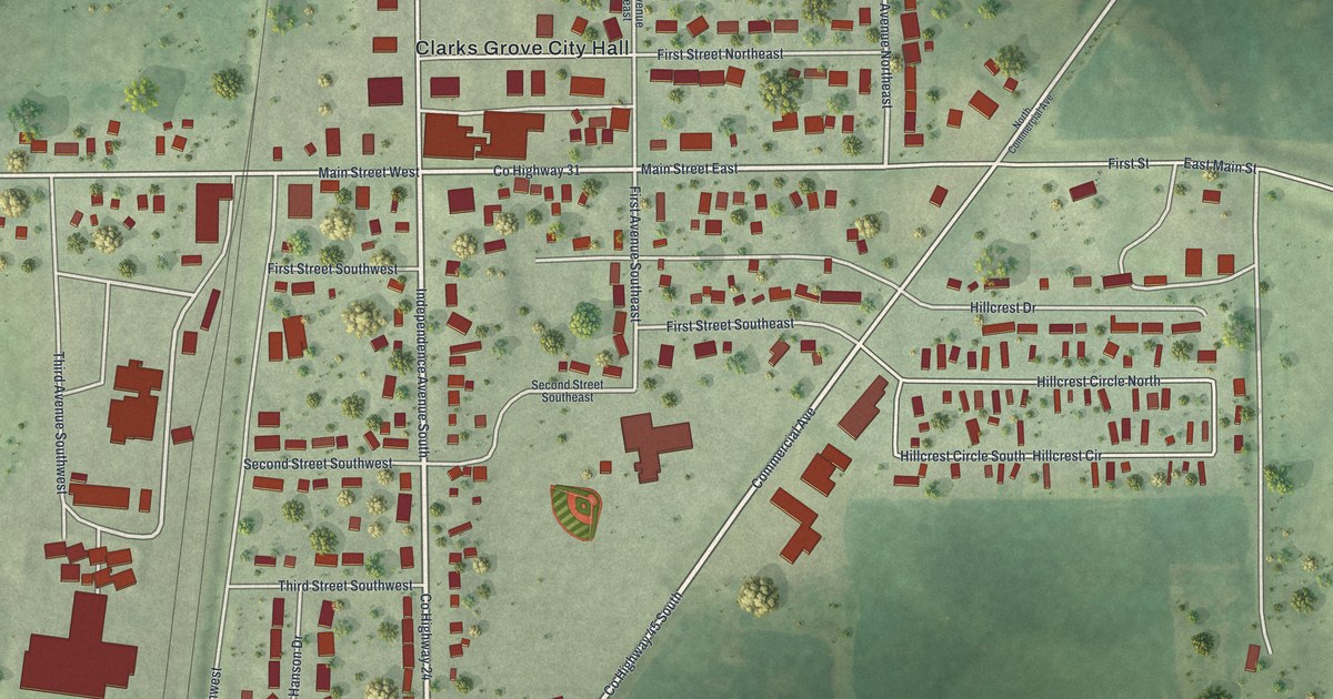 Map of Clarks Grove, Minnesota in 2026