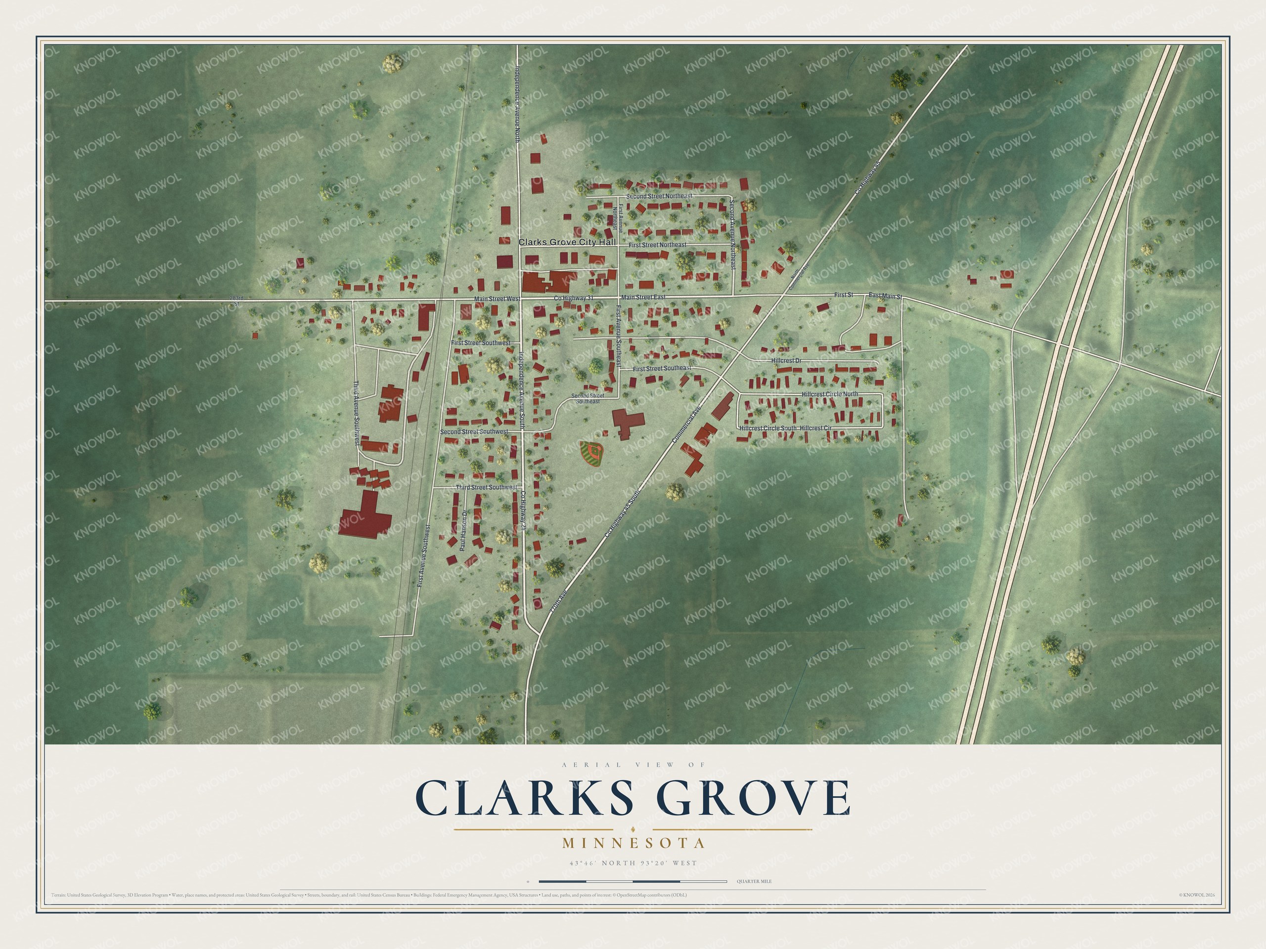 Watermarked full-map preview of Clarks Grove, Minnesota