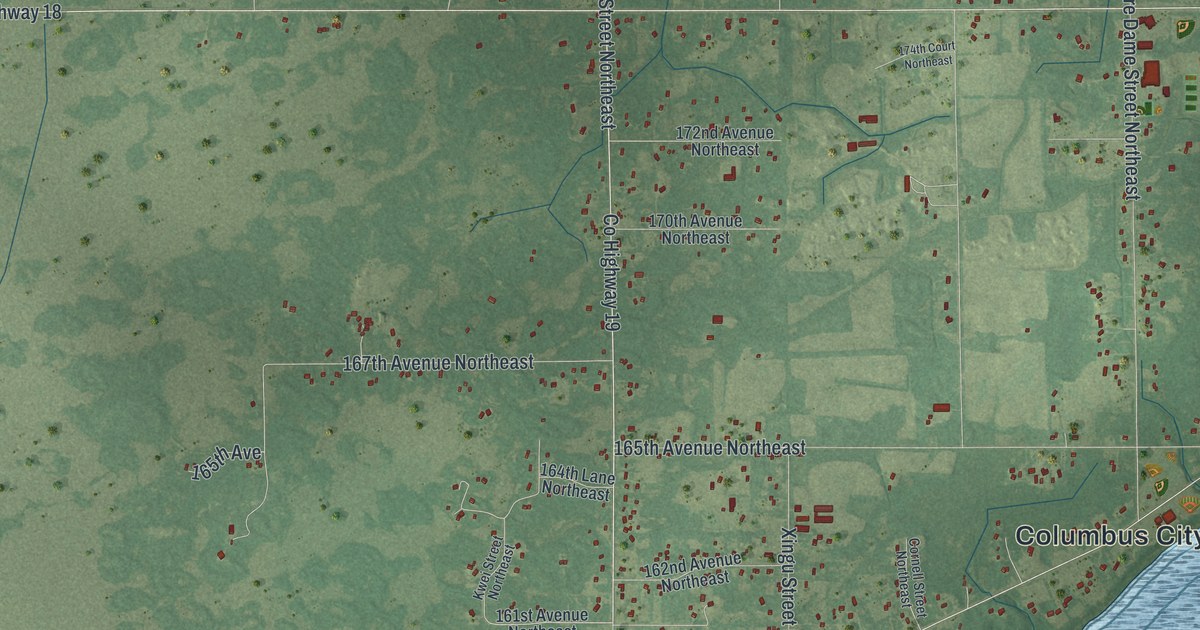 Map of Columbus, Minnesota in 2026