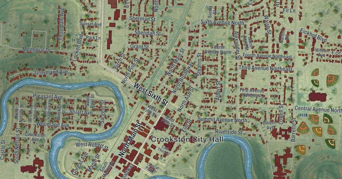 Map of Crookston, Minnesota in 2026
