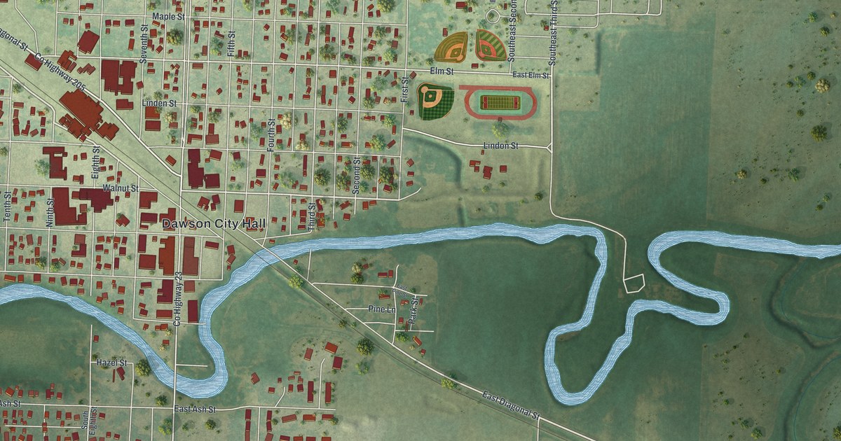 Map of Dawson, Minnesota in 2026