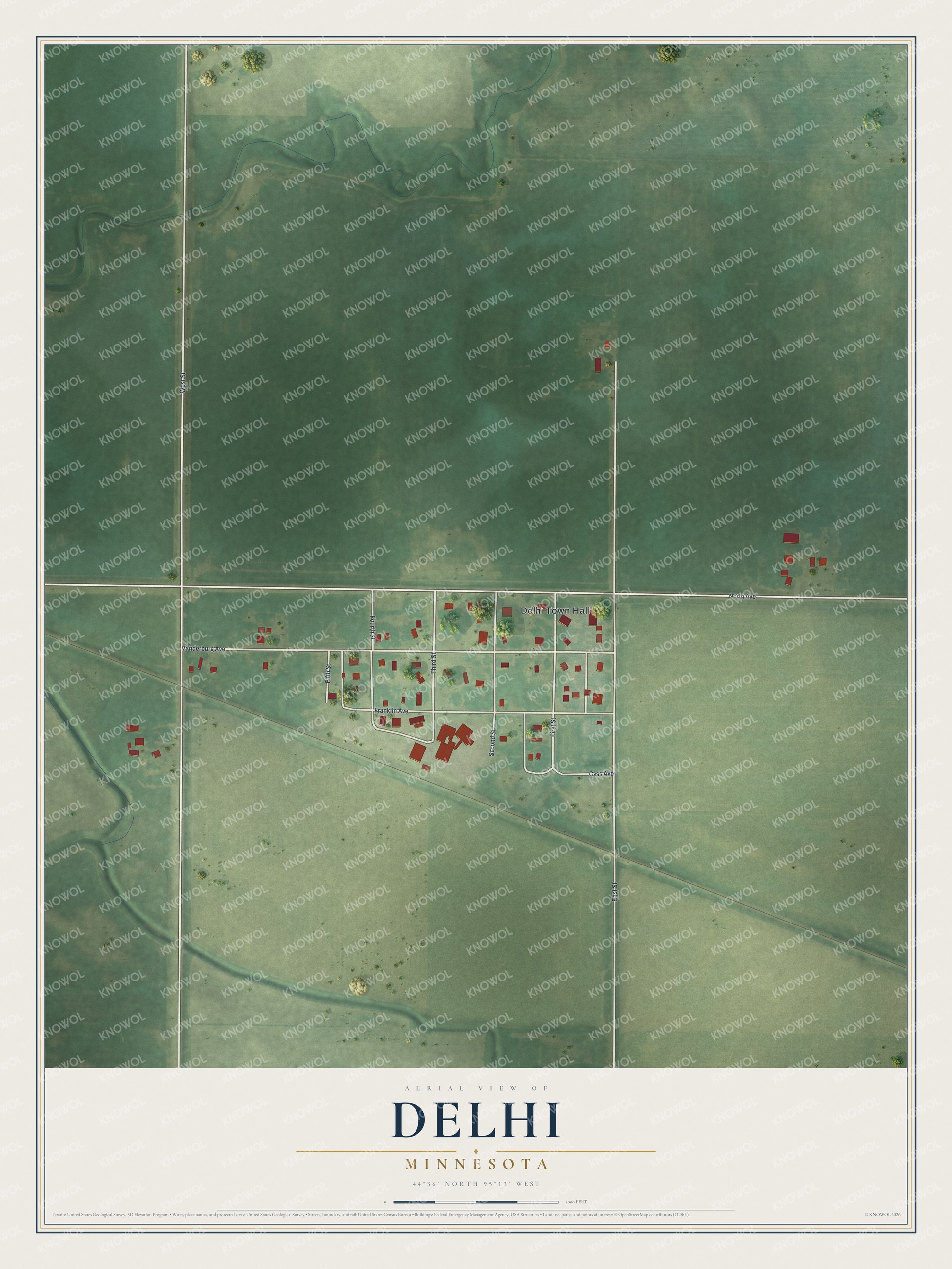Watermarked full-map preview of Delhi, Minnesota