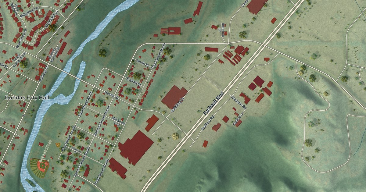 Map of Dundas, Minnesota in 2026