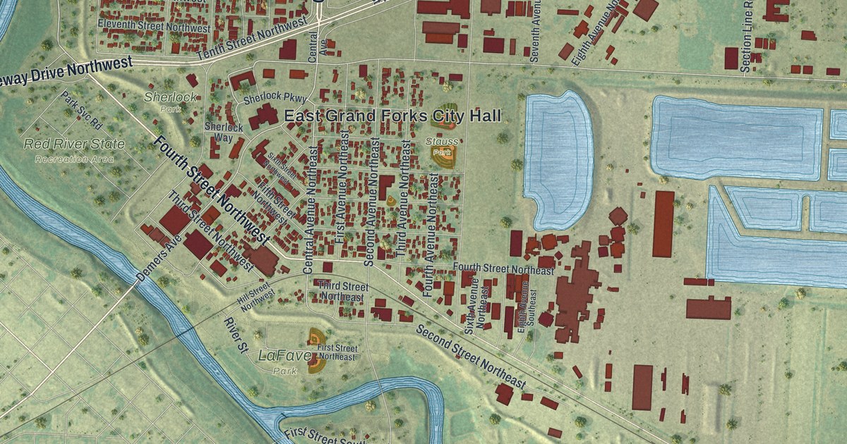 Map of East Grand Forks, Minnesota in 2026