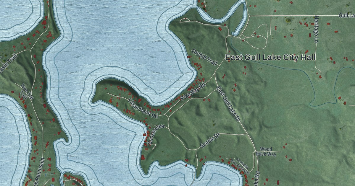 Map of East Gull Lake, Minnesota in 2026