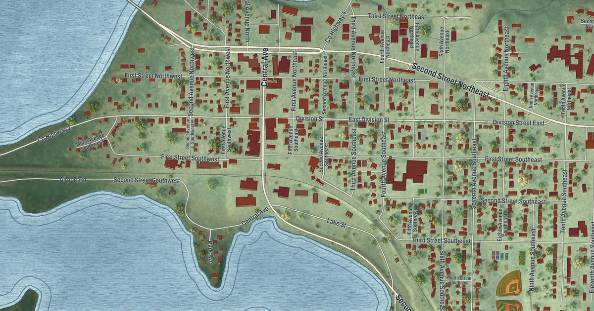 Map of Elbow Lake, Minnesota in 2026