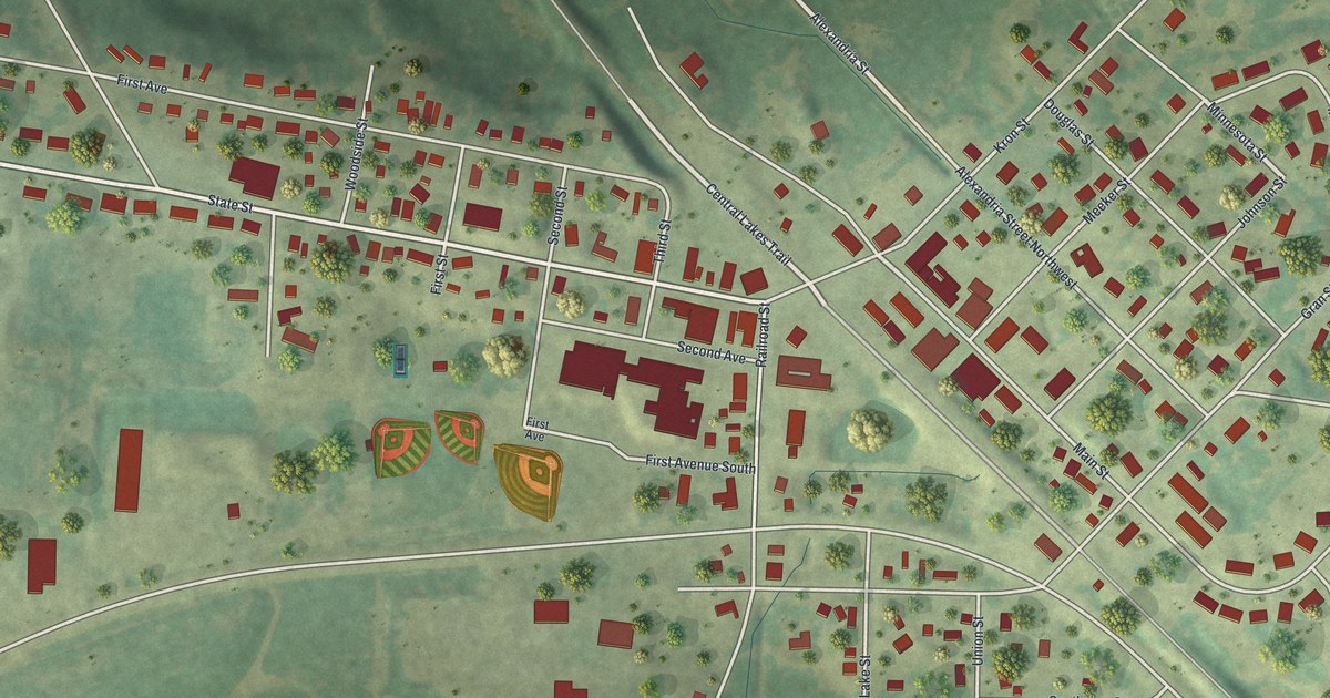 Map of Evansville, Minnesota in 2026