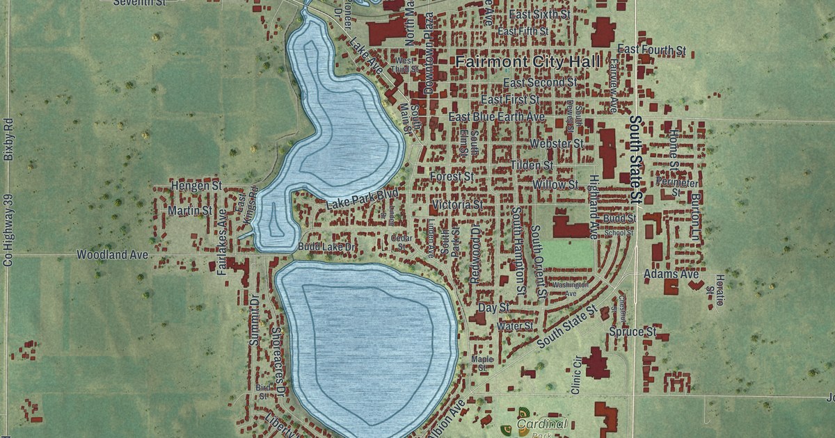 Map of Fairmont, Minnesota in 2026