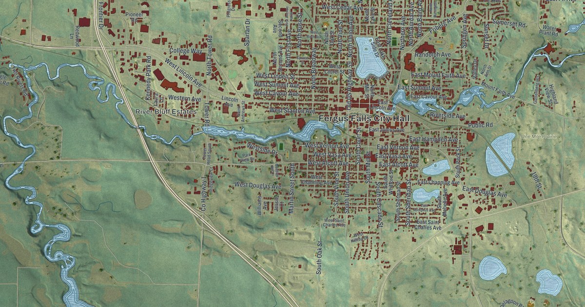 Map of Fergus Falls, Minnesota in 2026