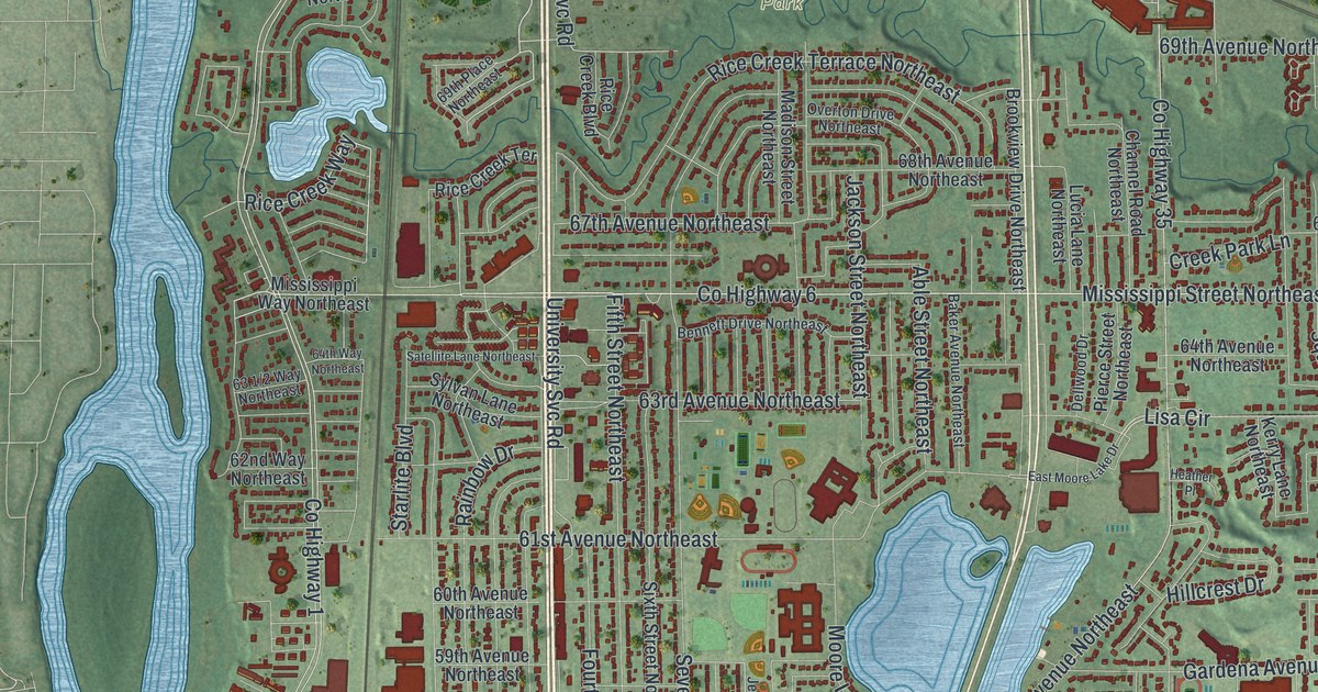 Map of Fridley, Minnesota in 2026