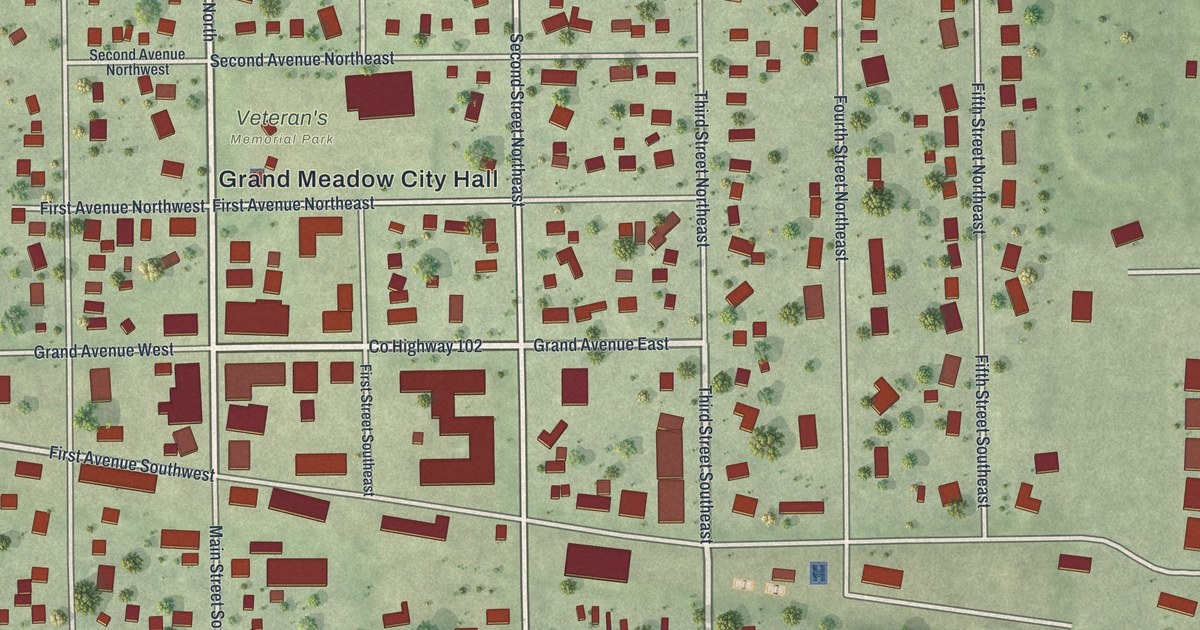 Map of Grand Meadow, Minnesota in 2026
