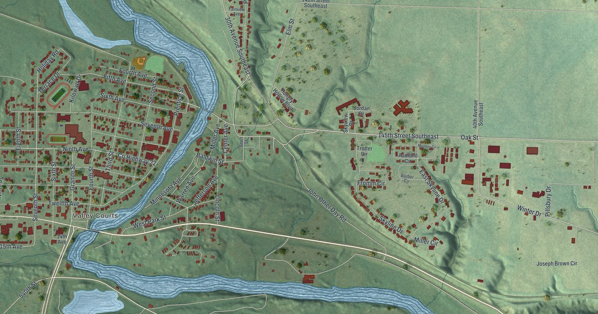 Map of Granite Falls, Minnesota in 2026