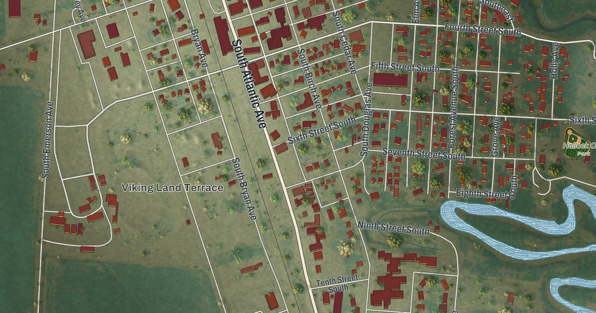 Map of Hallock, Minnesota in 2026