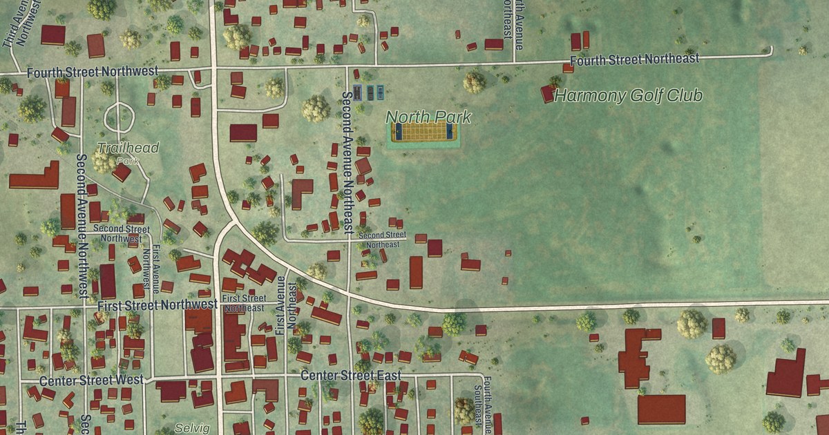 Map of Harmony, Minnesota in 2026
