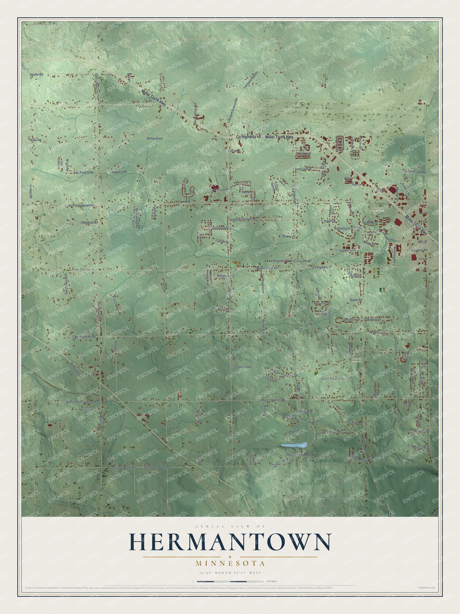 Watermarked full-map preview of Hermantown, Minnesota