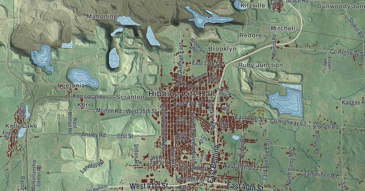 Map of Hibbing, Minnesota in 2026