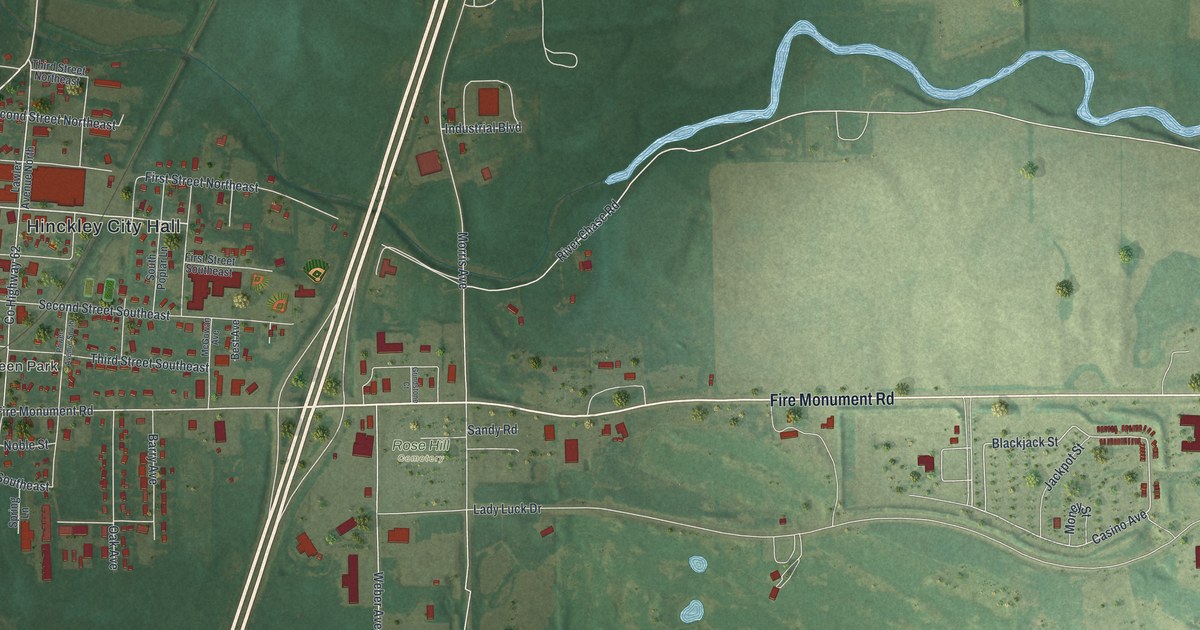 Map of Hinckley, Minnesota in 2026