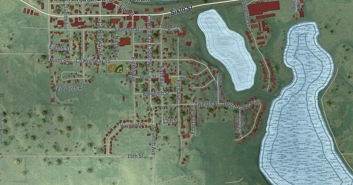 Map of Howard Lake, Minnesota in 2026