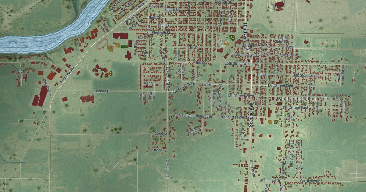 Map of International Falls, Minnesota in 2026