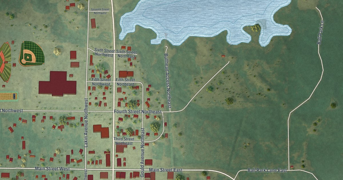 Map of Kelliher, Minnesota in 2026