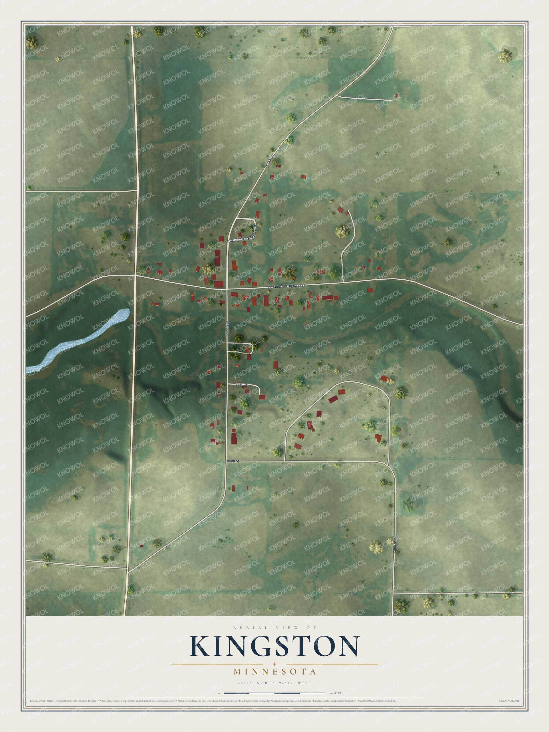 Watermarked full-map preview of Kingston, Minnesota