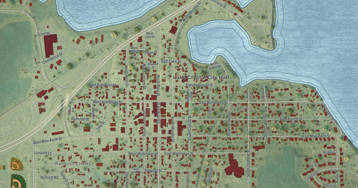 Map of Lake Crystal, Minnesota in 2026